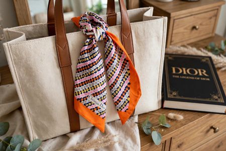 Christian Dior - Seidentuch Foulard orange gemustert Vintage