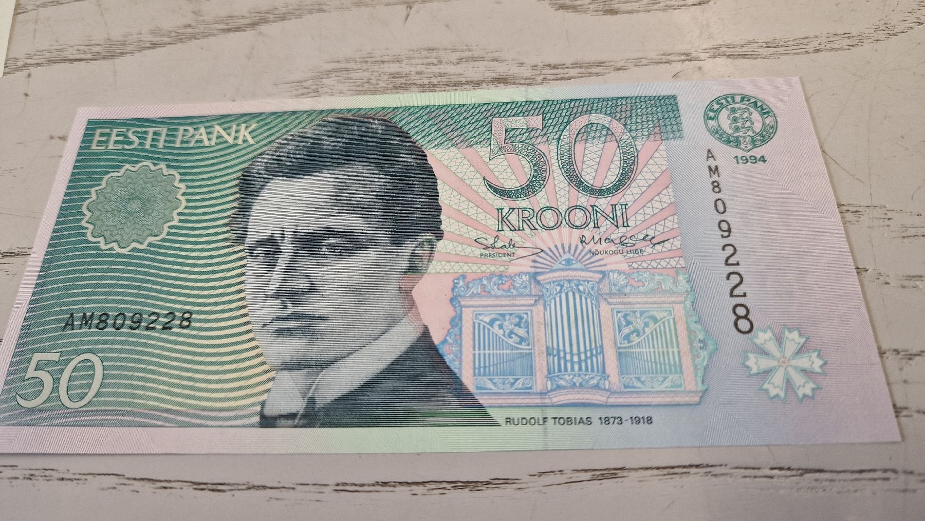 Banconote: 50 Krooni Estland 1994 Banknote  – Nuovo e nell'imballaggio originale da Herisau venduto da Antiques.AR