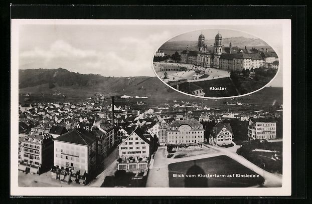 Cartoline postali: Einsiedeln, Kloster, Panorama vom Kloste – Usato da Berlin venduto da bartko-reher