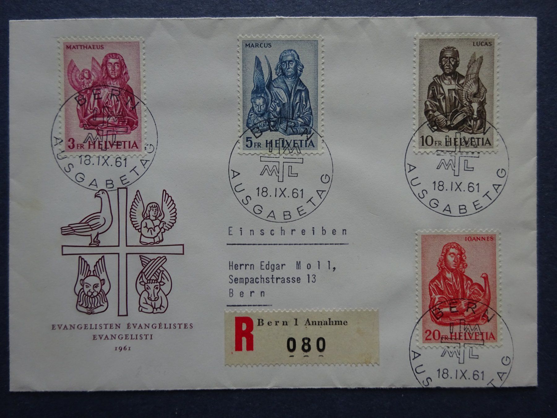 Tutti i francobolli: 1961 Z-Nr. 381 - 384 FDC – Usato da Appenzell-Steinegg venduto da adi1975