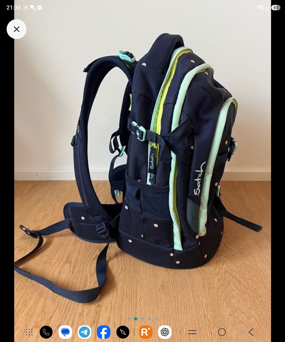 Satch Borse & Zaini: Satch Rucksack marineblau mit Punkten  – Usato da Bolligen venduto da teqila211 1
