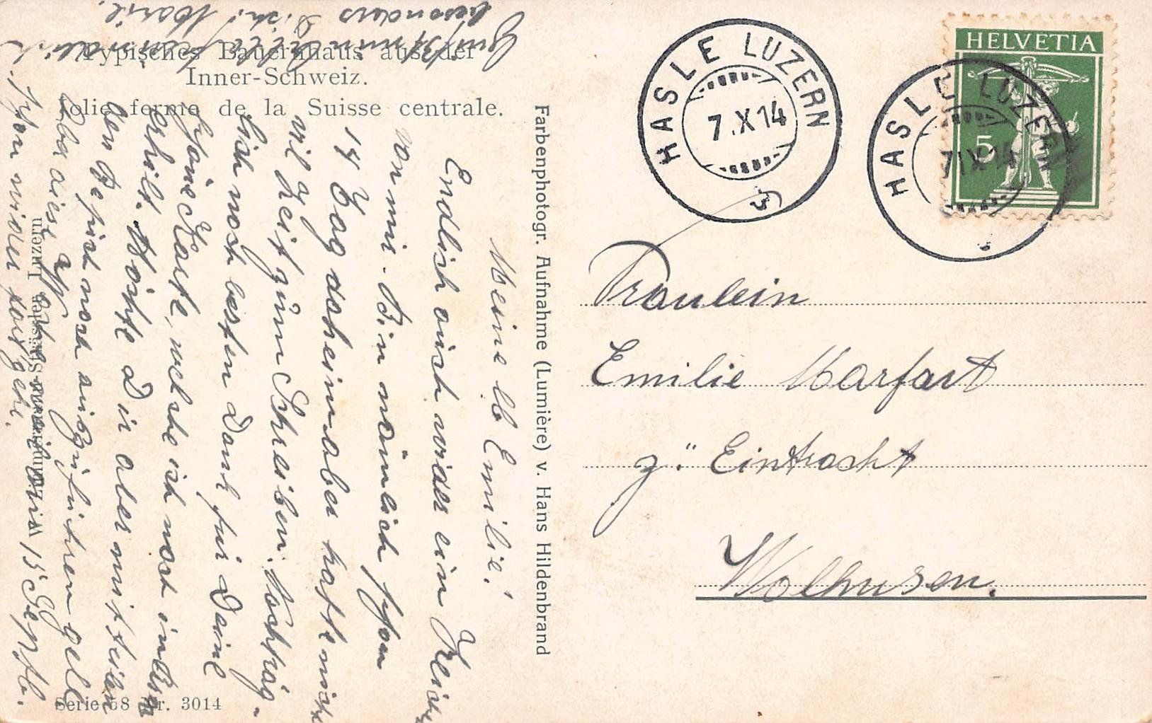 Cartes postales: Bauernhaus Inner - Schweiz 1914 – D'occasion à Bichelsee par Gloeckner 1