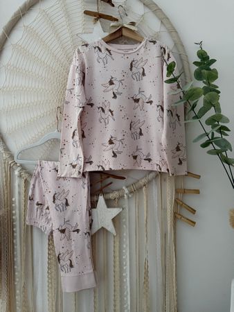 Kinder Pyjama Einhorn Motiv rosa Gr. 128