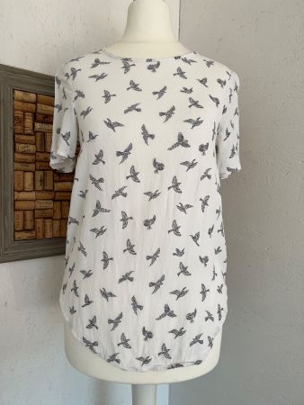 H&M - Sommer Bluse kurzarm - 34 - mit Vogelprint