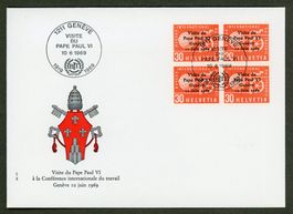 FDC Papst Paul VI. besucht das BIT in Genf 10.6.1969
