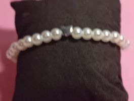 armband mit künstliche perlen,,weiss,,,glanzig