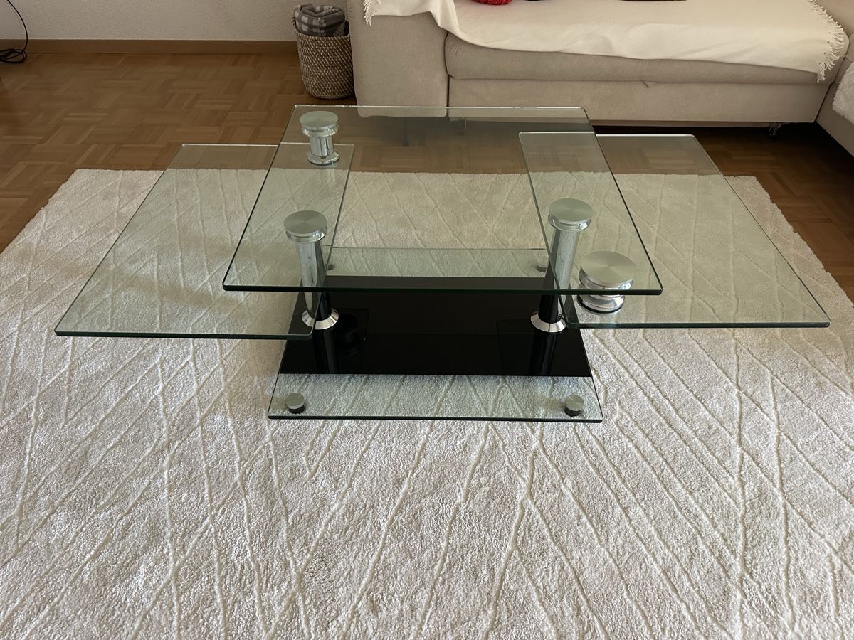 Tavoli: Glas Couchtisch ausziehbar schwebend Schwarz Chrom – Usato da Münchenbuchsee venduto da IleanaT 2