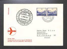 1954 Eröffnung Swissair ZÜRICH-SAO PAULO illustriert