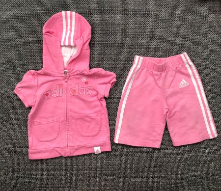 Pinke Baby Adidas Hosen und Jäckli-Set