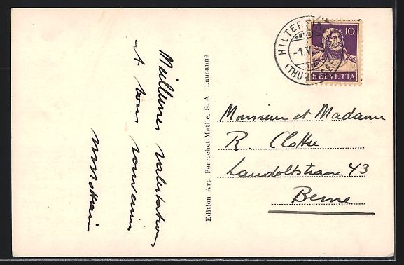 Cartoline postali: AK Hilterfingen, Kirche mit Umgebung – Usato da Berlin venduto da bartko-reher 1
