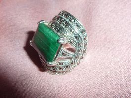 bague neuf en pierre malachite marcassites 51 pour femme