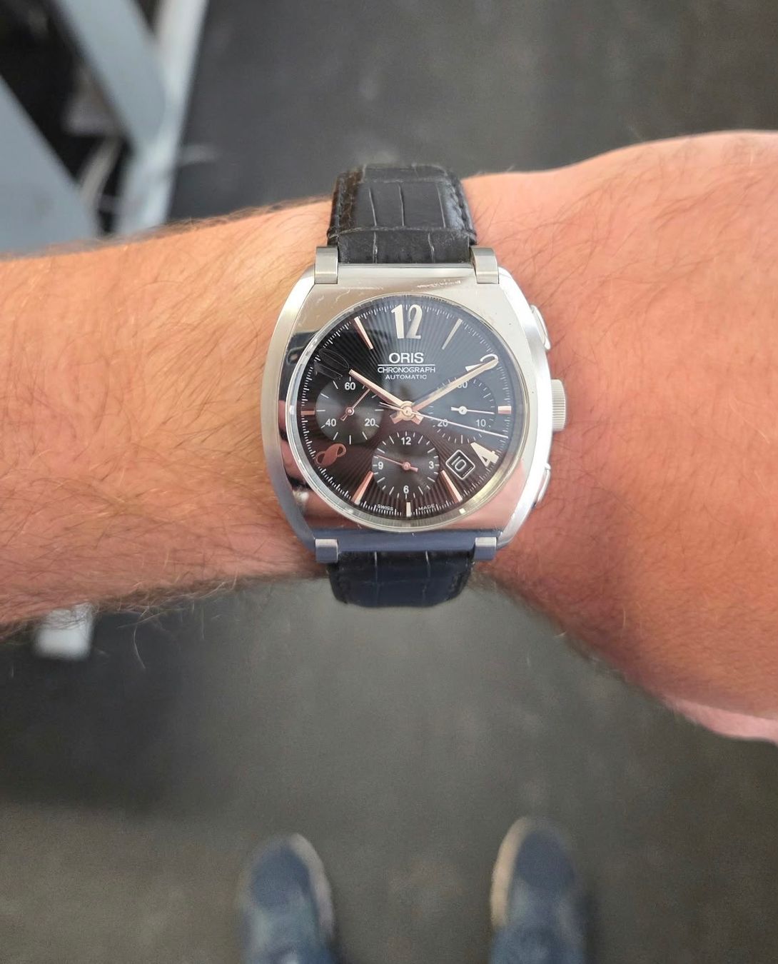 Oris Orologi: ORIS CHRONOGRAPH FRANK SINATRA BLACK LEDERBAND – Usato da Winterthur venduto da Romer.Uhren.Schmuck 6