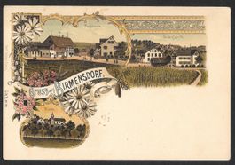 Birmensdorf farbige Lithografie 3 Bilder Dorfstrasse etc.