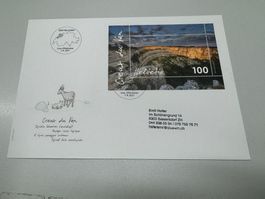 Creux du Van-Block, gestempelt, auf Spezialkuvert 2017