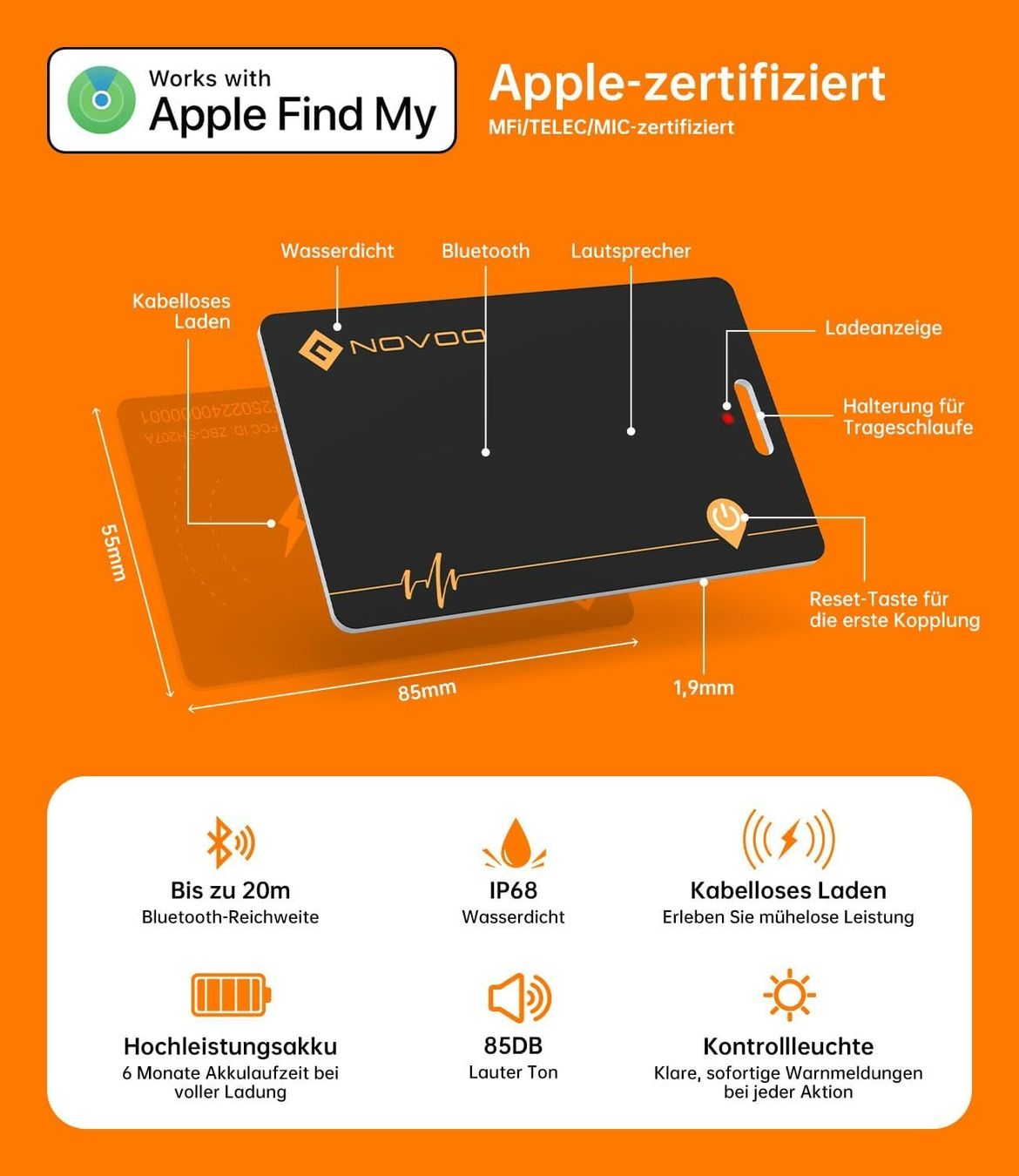 GPS & Strumenti di misurazione: Wallet Tracker Karte 2er Set Find My iOS Bluetooth – Nuovo e nell'imballaggio originale da Suhr venduto da SchnapperCH 1