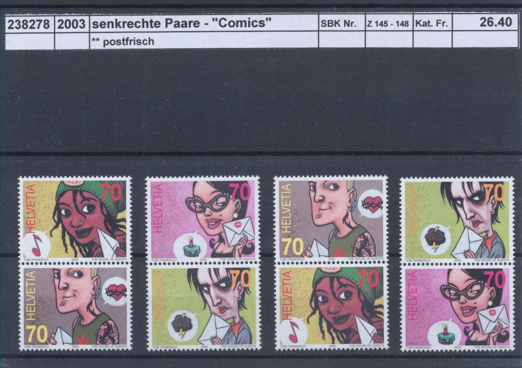 Tutti i francobolli: 2003 "Comics" - senkrechte Paare,  ** postfrisch – Nuovo (secondo la descrizione) da Winterthur venduto da Zupogeru