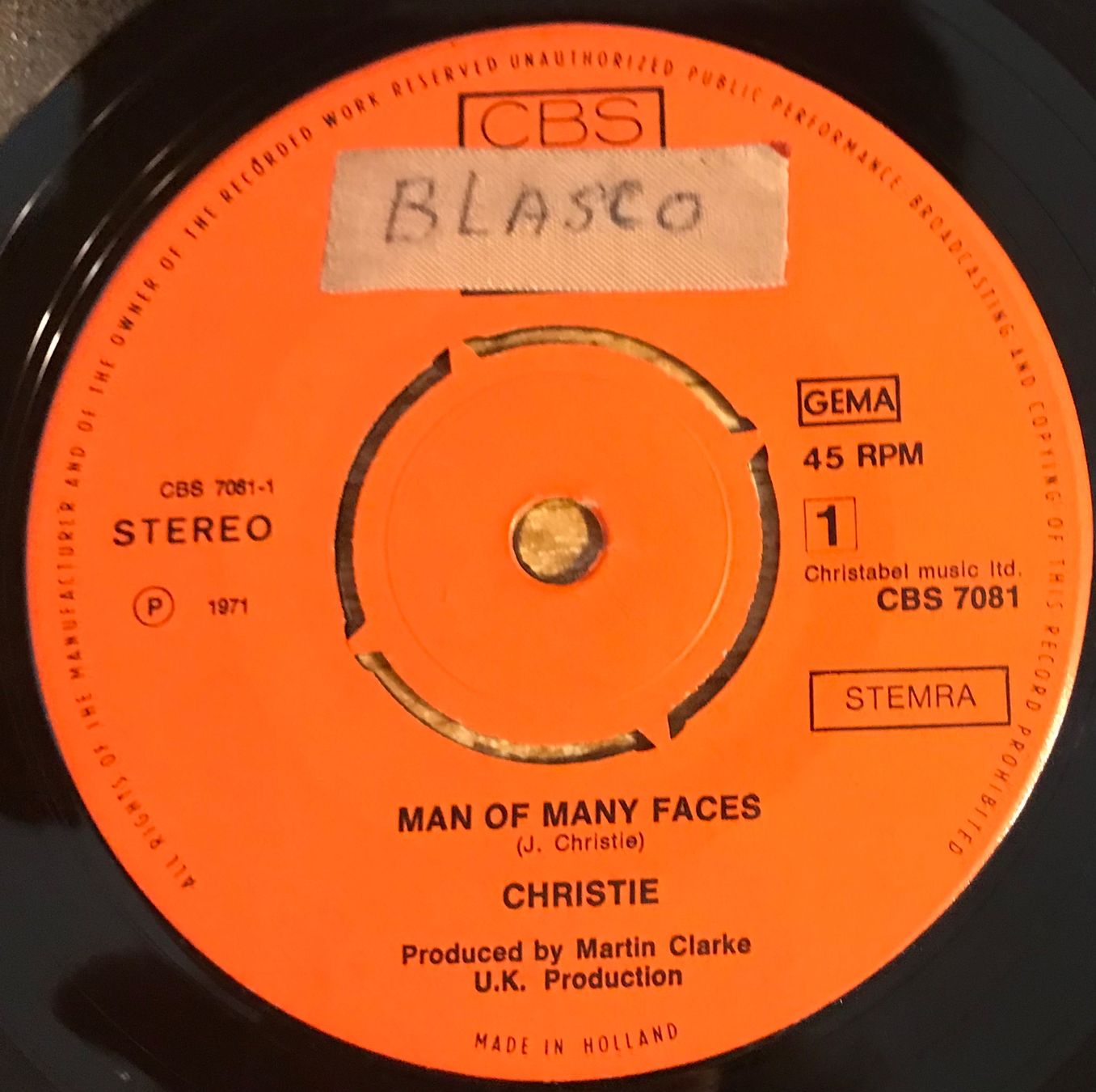 Vinyles: CHRISTIE - MAN OF MANY FACES – D'occasion à Bussigny par vinyl-pas-cher 2