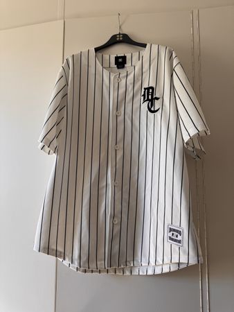 Chemise de baseball DC Shoes rayée blanc noir taille XL