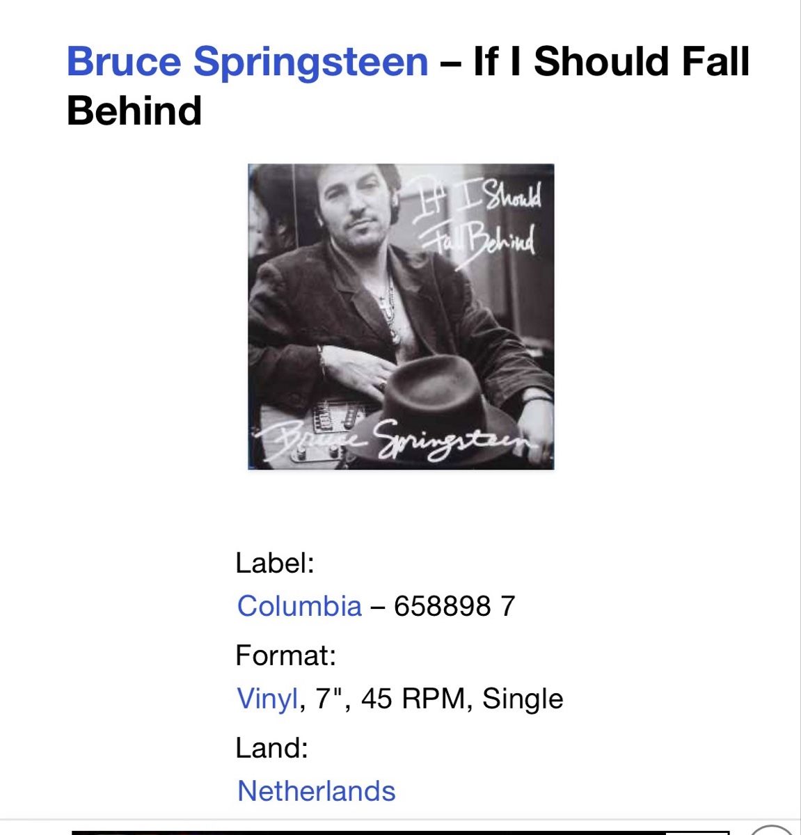 Schallplatten: Bruce Springsteen. 1992. If I Should Fall Behind – Gebraucht aus Faulensee von Mizuno06 4