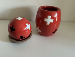 Ton Kerzengläser handgemacht Schweizerkreuz
