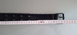 Fransen Doppelloch Stoff Gürtel schwarz 110 cm