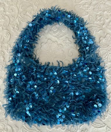 Blaue Federtasche, Handtasche Bag m. Pailletten, sac à main