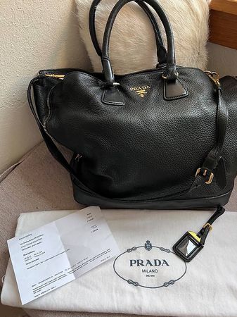 Prada Vitello Daino Gold Zippy Shopping Bag