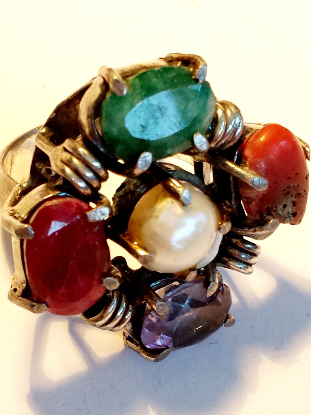 Anelli: Ring mit Edelsteinen und Perle 925 Silber – Nuovo (secondo la descrizione) da Zürich venduto da benedikt12