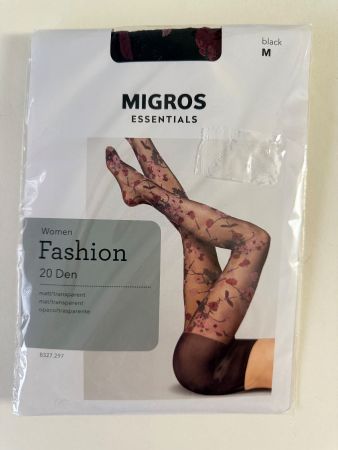 MIGROS Essentials, Strumpfhose Fashion, Gr. M, Schwarz/Lila