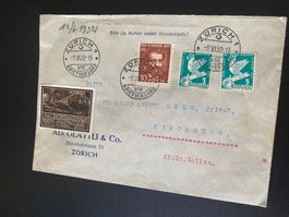 Int. Postwertzeichen Wien 1933 Zürich - Kirchberg SG 1932 ZN