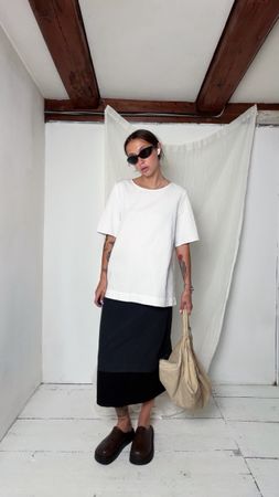 Vintage Y2K Trussardi Sport black midi skirt. 