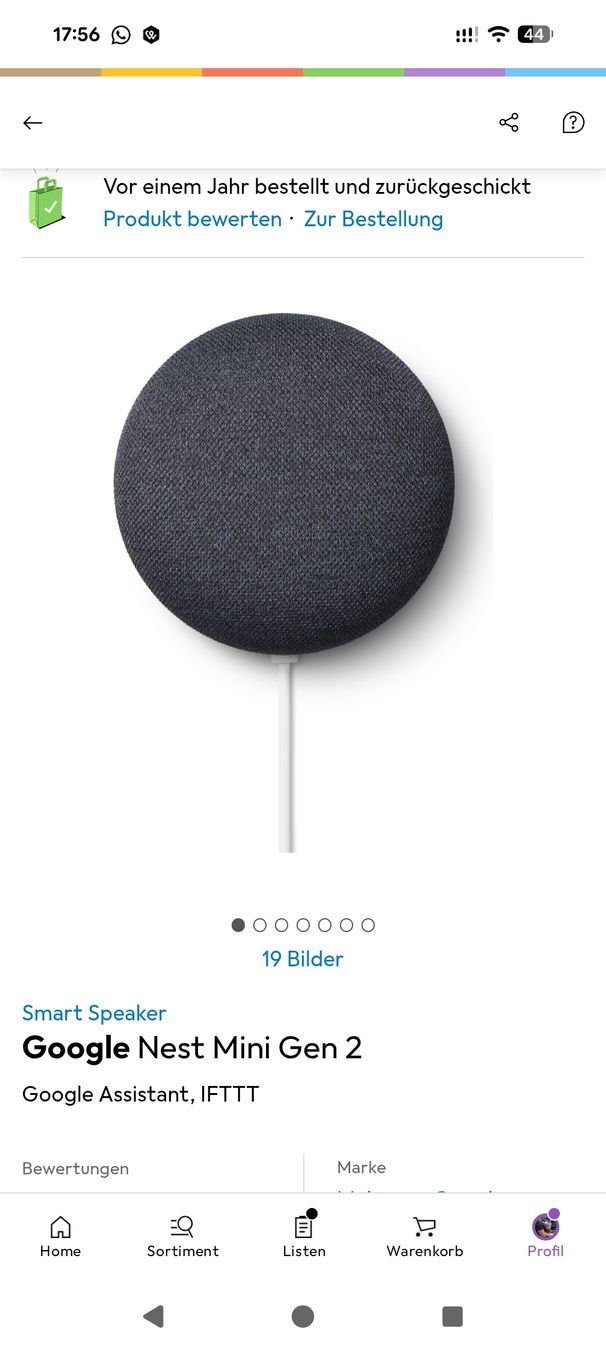 Google Lautsprecher: Smart Speaker Google Nest Mini Gen 2 – Gebraucht aus Münsingen von Sam_Brech