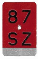 Velonummer Schwyz SZ 87