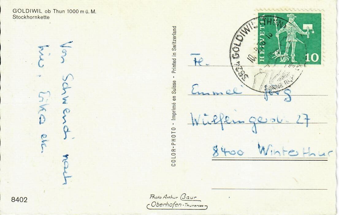 Cartoline postali: Goldiwil ob Thun – Usato da Hochdorf venduto da Ziegel-16 1