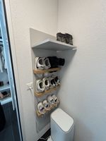 Schuhregal mit 4 Ebenen, weiss/Eichen-Holz
