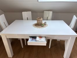 Esstisch weiss mit Schublade 
