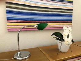 Exklusive Tischlampe mit grünem Glasschirm  -  Vintage