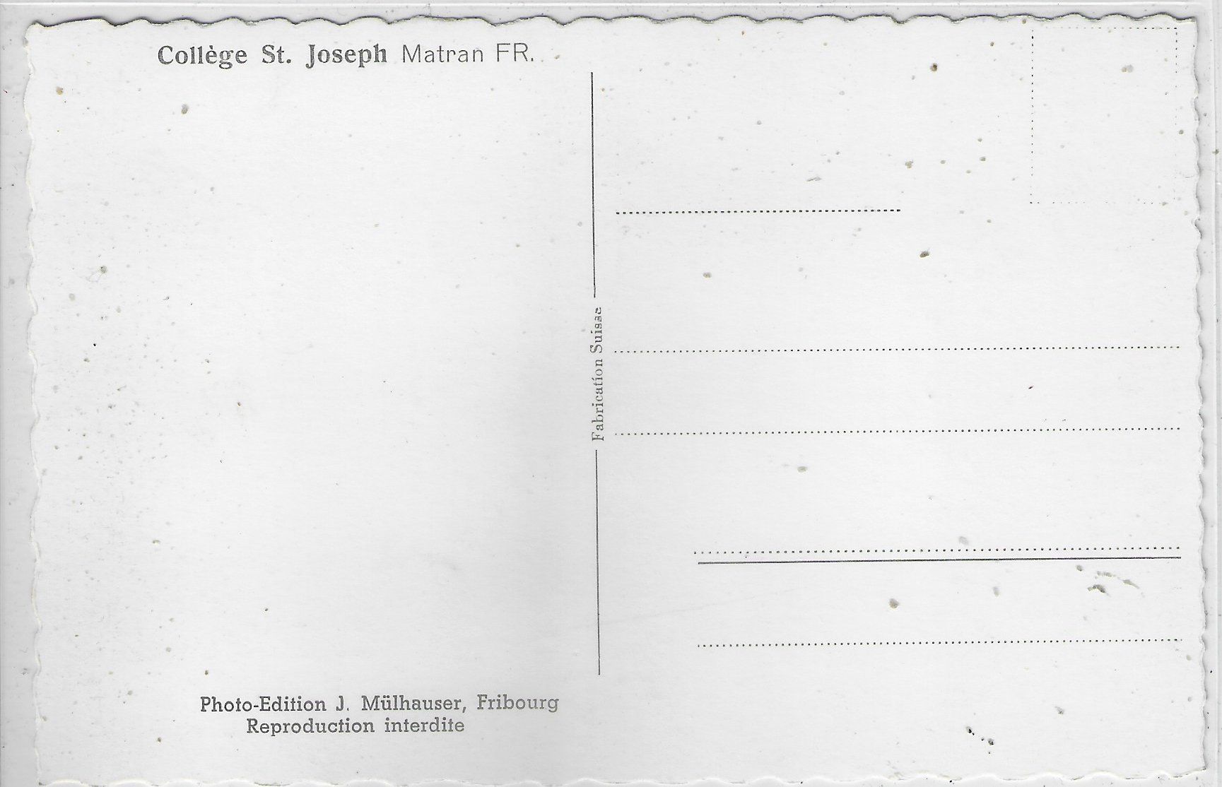 Ansichtskarten: College St. Joseph - Matran – Gebraucht aus Ettingen von Kartenplanet 1