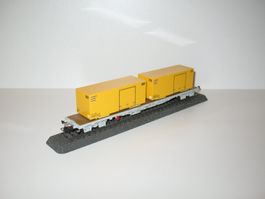 SBB Wechselbrücken-Containerwagen "Post" in H0= von HAG 601