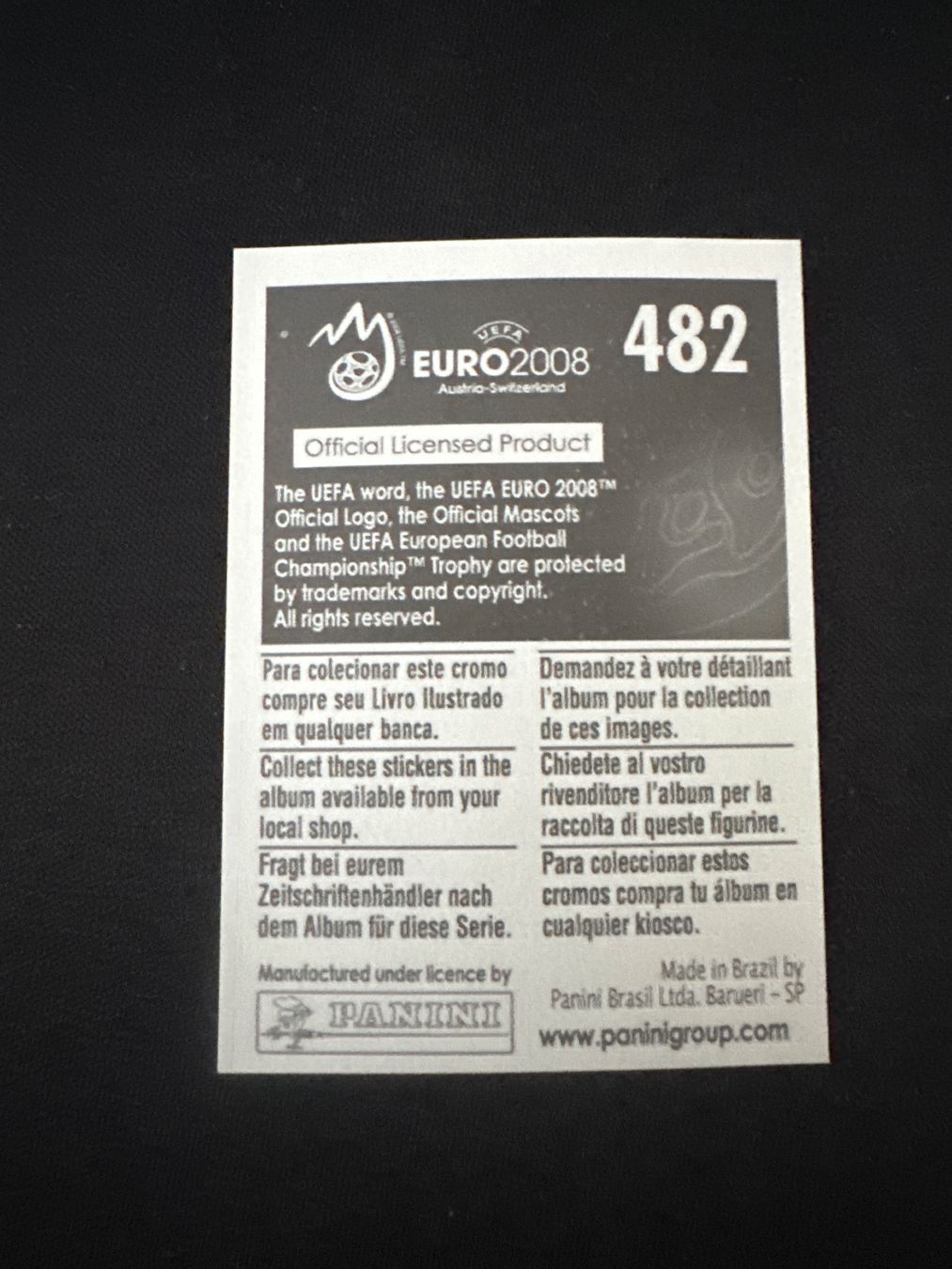 Panini Carte collezionabili: Panini UEFA EM 2008 Sticker - Nr. 482 – Usato da Sulz AG venduto da DealWerk 1