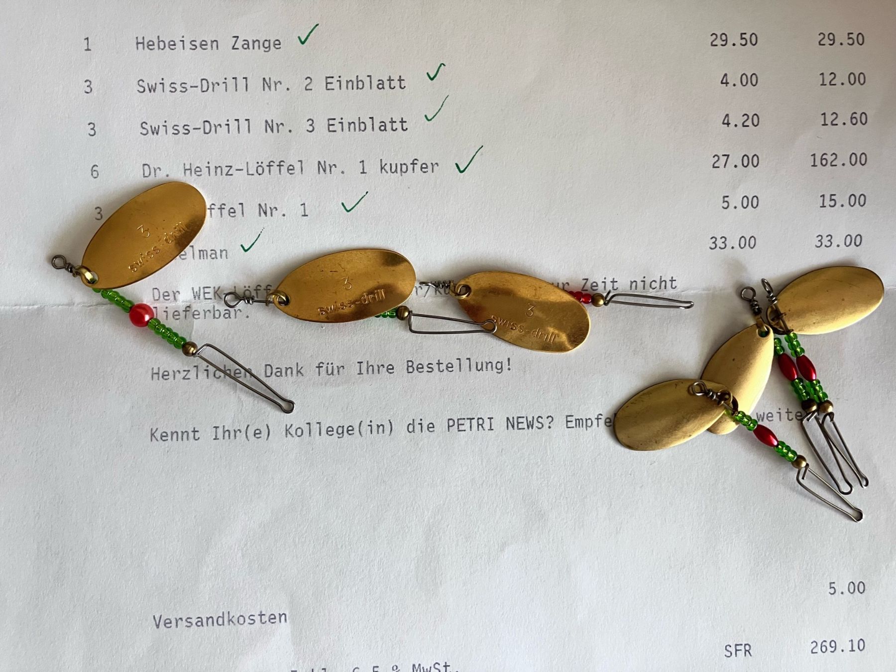 Esche: 6x Schweizer Löffel Messing (ungebraucht) – Nuovo e nell'imballaggio originale da Uitikon Waldegg venduto da bac_6xcs