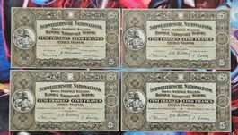 4xBillets Suisse 5 Francs 1946,49,51,52 UNC