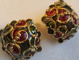 Wunderschöne Vintage Glas Ohrclips Goldfarben