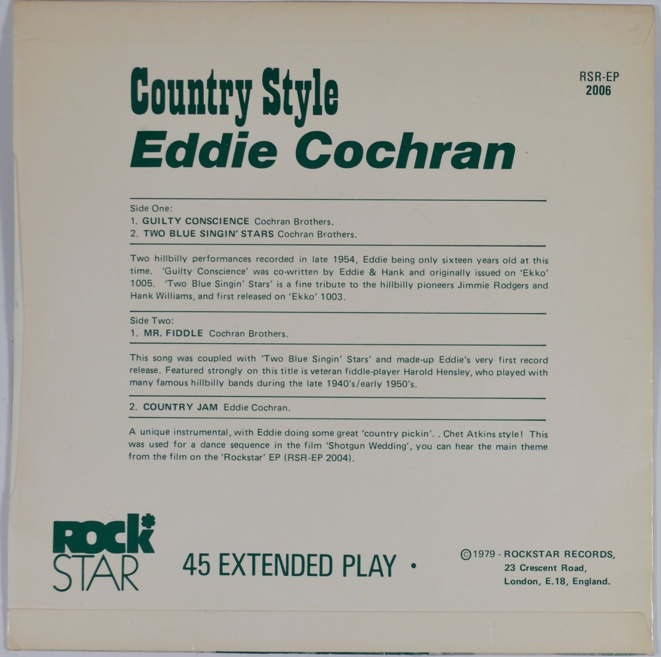 Dischi in vinile: EP: EDDIE COCHRAN - Country Style – Nuovo (secondo la descrizione) da Frenkendorf venduto da Yard-Sale-2000 1