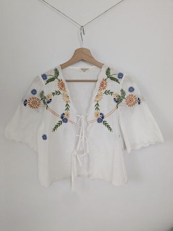 Bluse Season weiss bestickt Grösse S, Cotton
