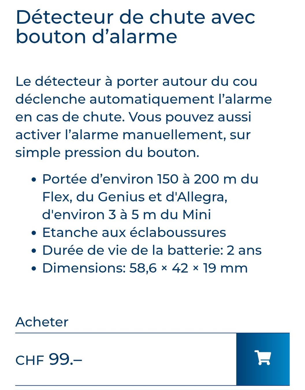 SmartLife Care Sistemi d'allarme: Fallsensor mit Alarmtaste – Nuovo e nell'imballaggio originale da Lugano venduto da Montarina 3