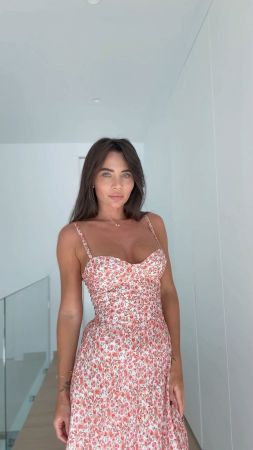 Chiffon Floral Midi Dress with Straps size: M new