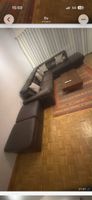 Ecksofa Leder braun mit Hocker akzeptabler Zustand
