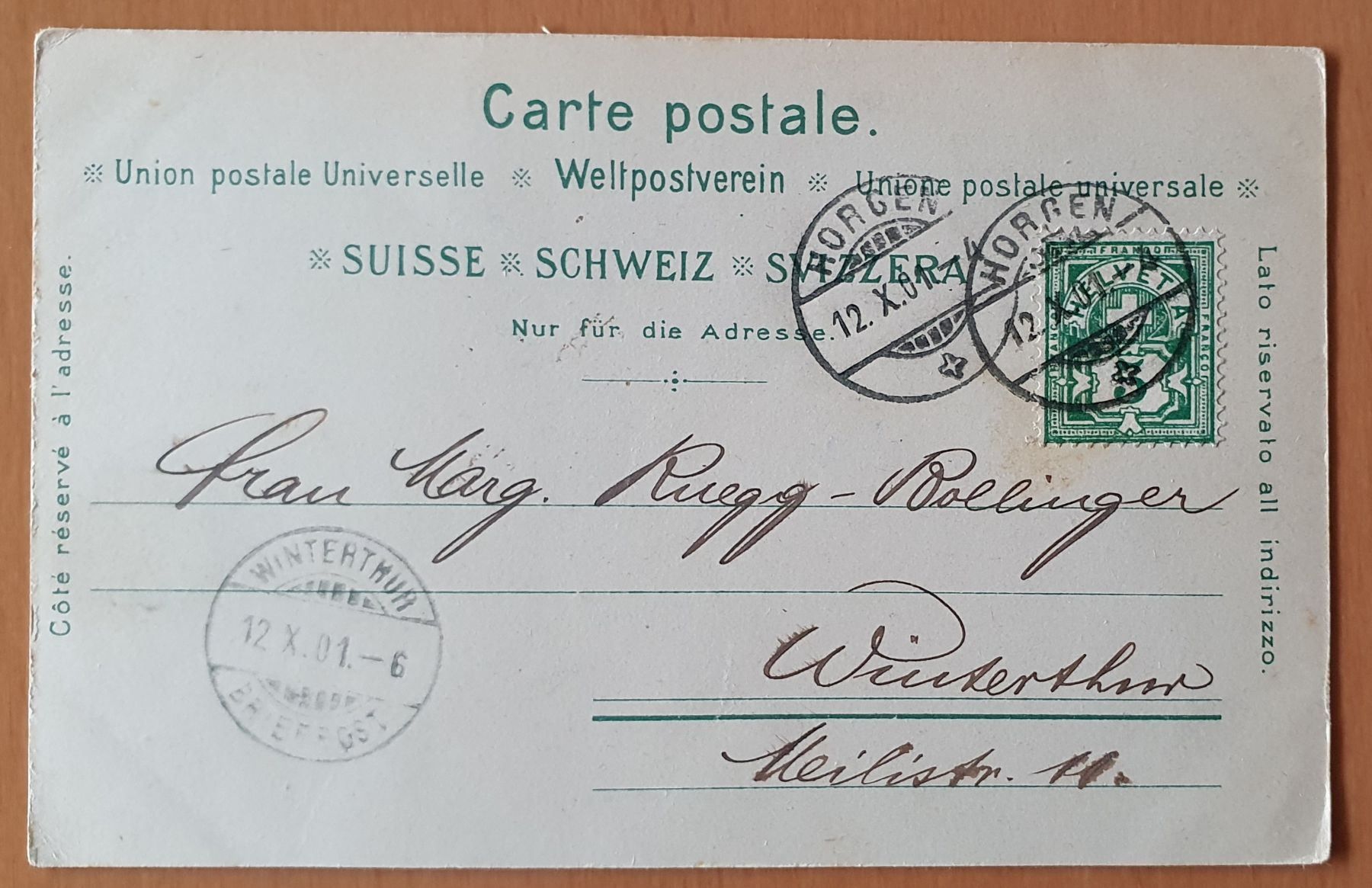 Cartoline postali: Gruss aus Horgen 1901 – Usato da Kreuzlingen venduto da Rschweiz1 1