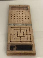 VINTAGE Reisespiele-Klassiker: Mühle, Dame, Solo - Holz, Top